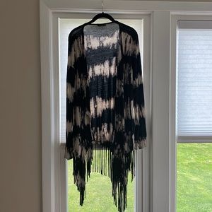 Tie dyed fringe cardigan